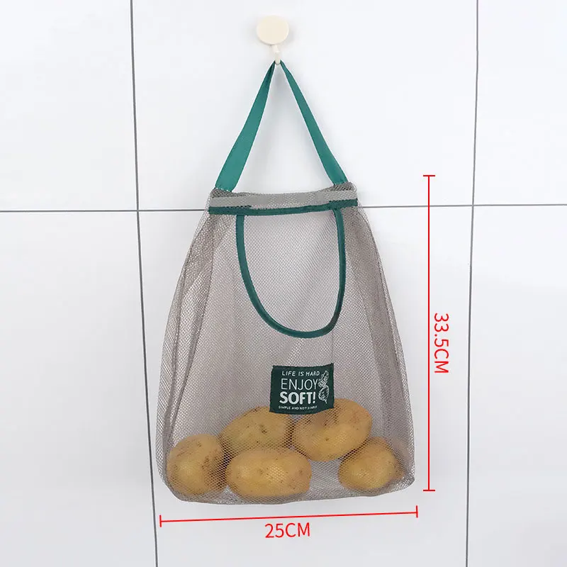 Kitchen Bag Organize Nylon Mesh Shopping Bag Mesh Bags With Drawstring For Fruit And Vegetables