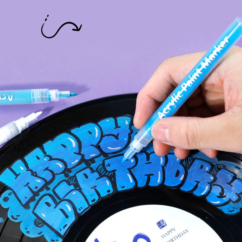 X1115 OEM Set 12 Colors Non Toxic Permanent Colored Markers Art Supplies Acrylic Paint Marker Pens For Art Paintings