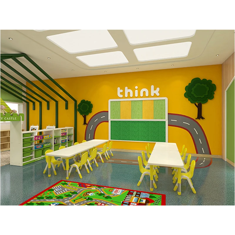 China manufacturer international private school classroom daycare furniture sets kids bed solid wood desks tables and chairs