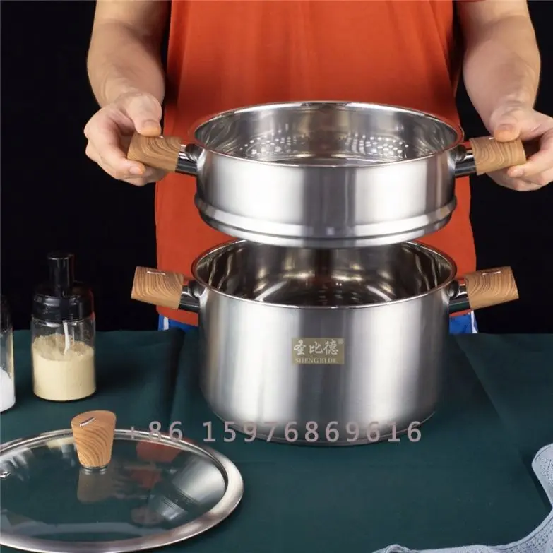 induction Household Stainless steel steamer  2 Layers 304 Steamer High Quality Cookware Cooking Pot For Kitchen