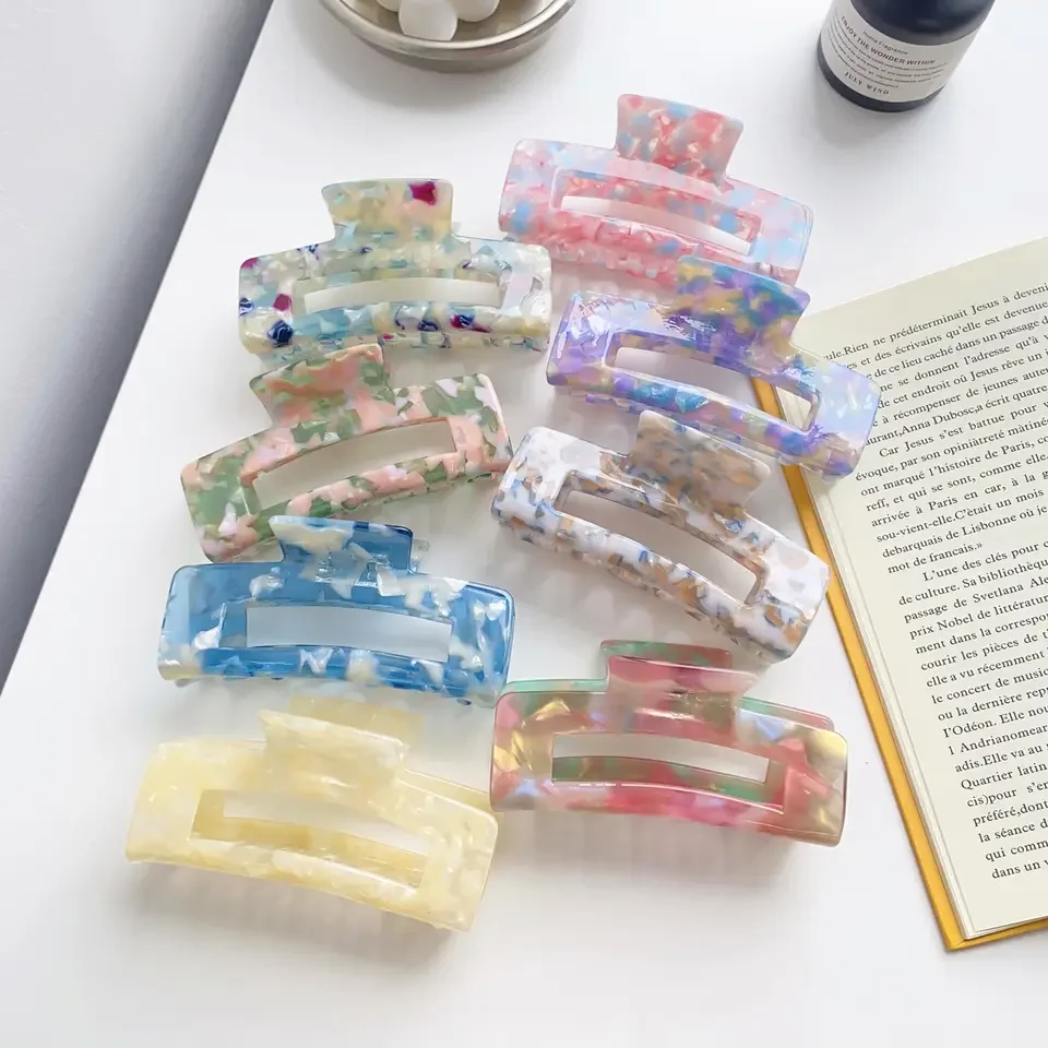 Hawaiian Style Fashion 39 Colors Acrylic Large XL Acetate Hair Claw Clips 10.5CM for Woman