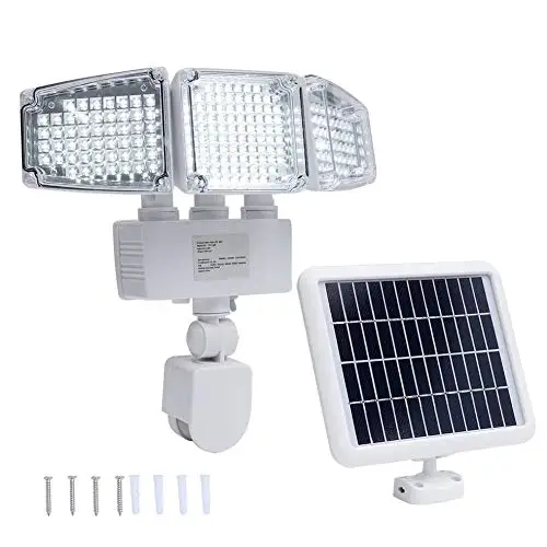 
hot sell triple head 188 LED solar powered outdoor garden led light solar pir motion sensor new led flood lights 