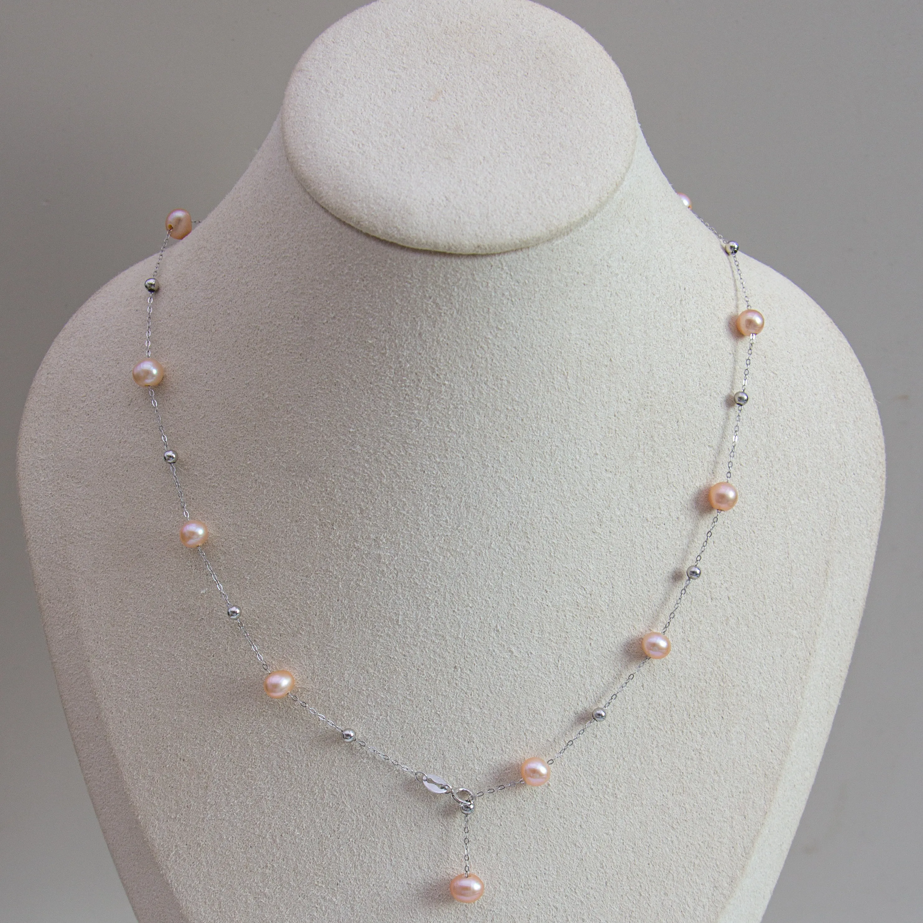 S925 Silver Accessories Fresh Water Seedless Pearl Pink Romantic Mantianxing Necklace Nearly Round Flaws