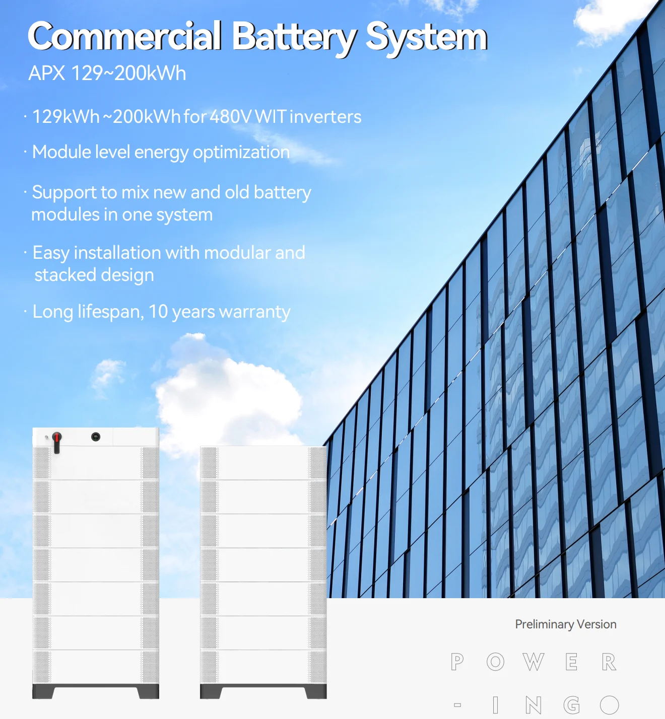 Growatt US APX 129-200kwh HV LFP batteries pack price commercial solar energy storage system high voltage large lifeo4 battery