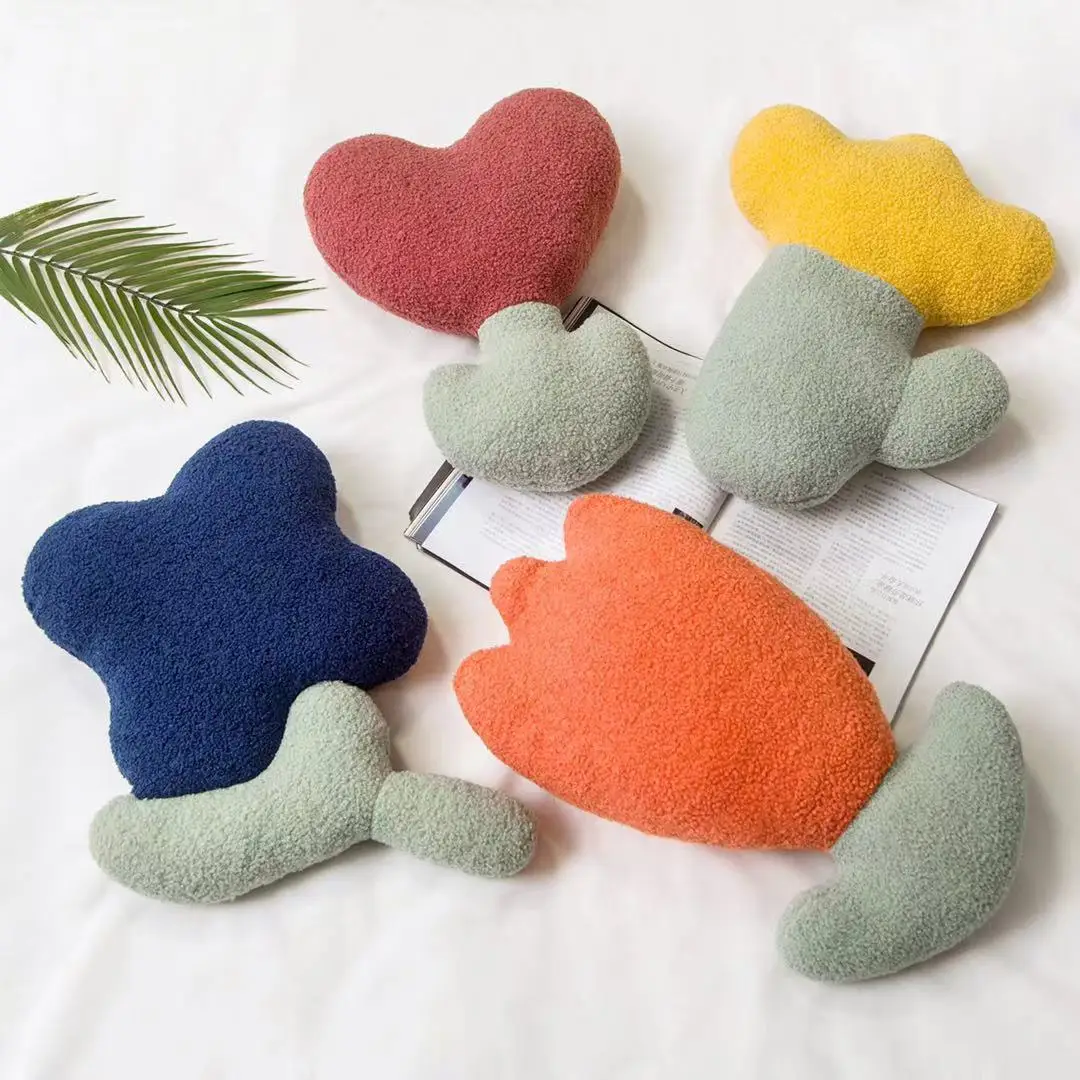Cute Tulip Flower Pillow Teddy Velvet Shaped Decoration Sofa Toy Cushion Flower Plush Cushion