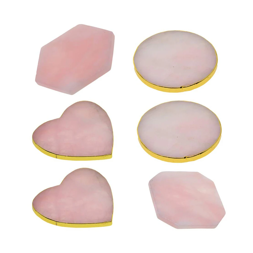 
Natural high quality polished slices stone logo heart crystal coffee wine agate square cup coaster sets custom for drink 