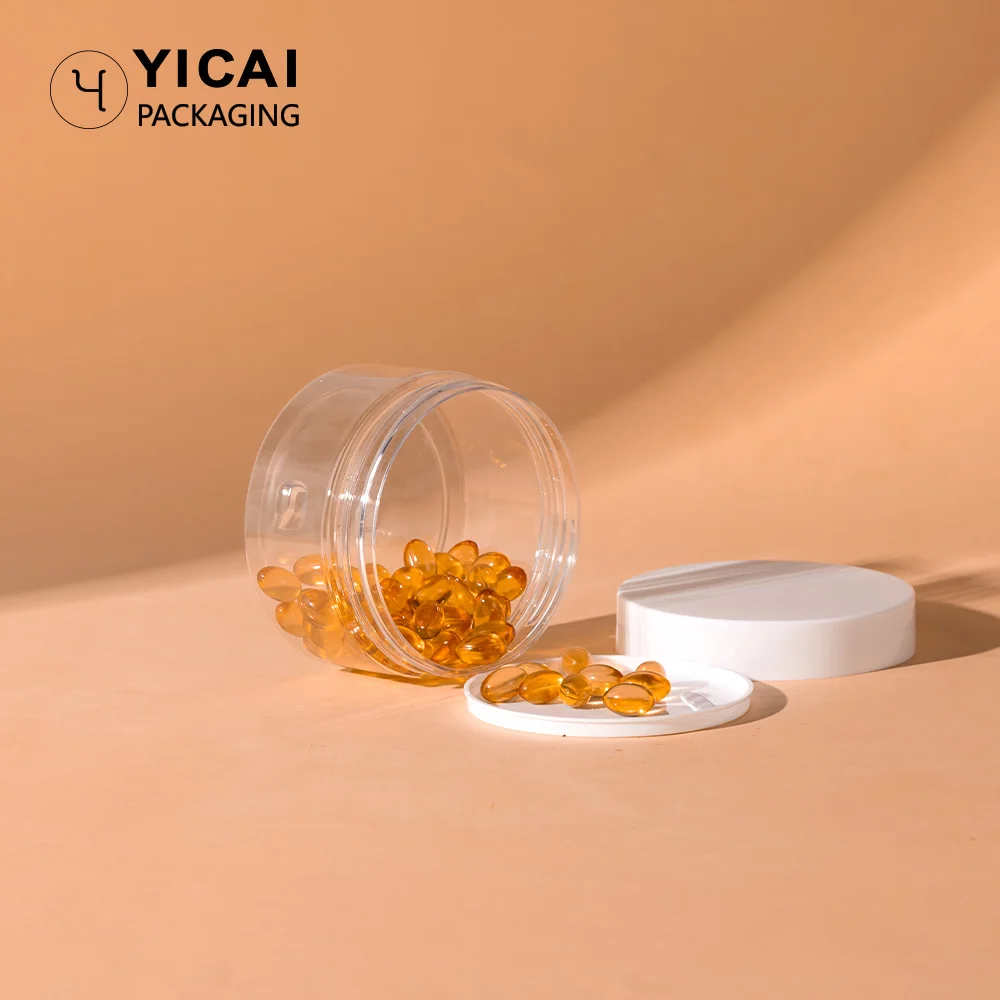 different capacity black clear plastic powder pet jar 8 oz pcr pet spice storage jar cosmetic container packaging manufacturers
