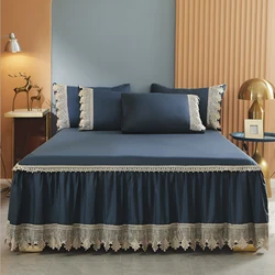 100% cotton queen king style lace bed Bedding set skirt 180*200 180x220 150x 200 size three-piece