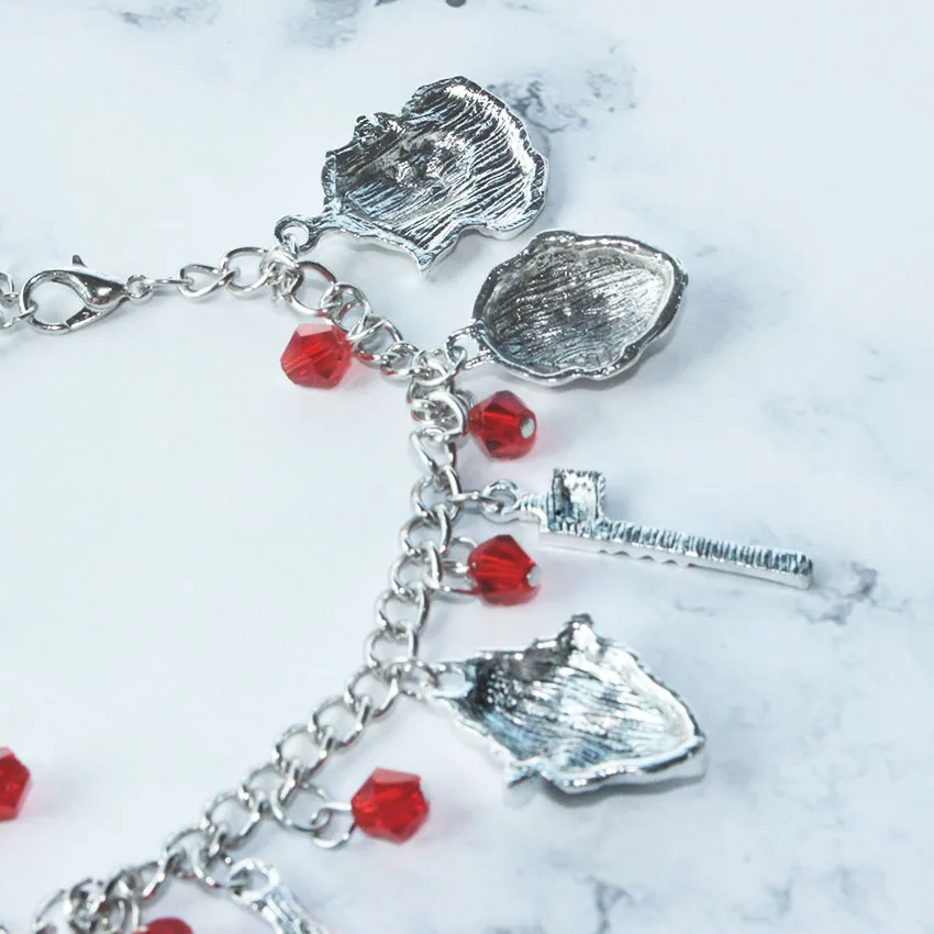 2021 New Design Waterproof Alloy Halloween Skull Black Red Chocker Necklace Charm Crystal Bracelet