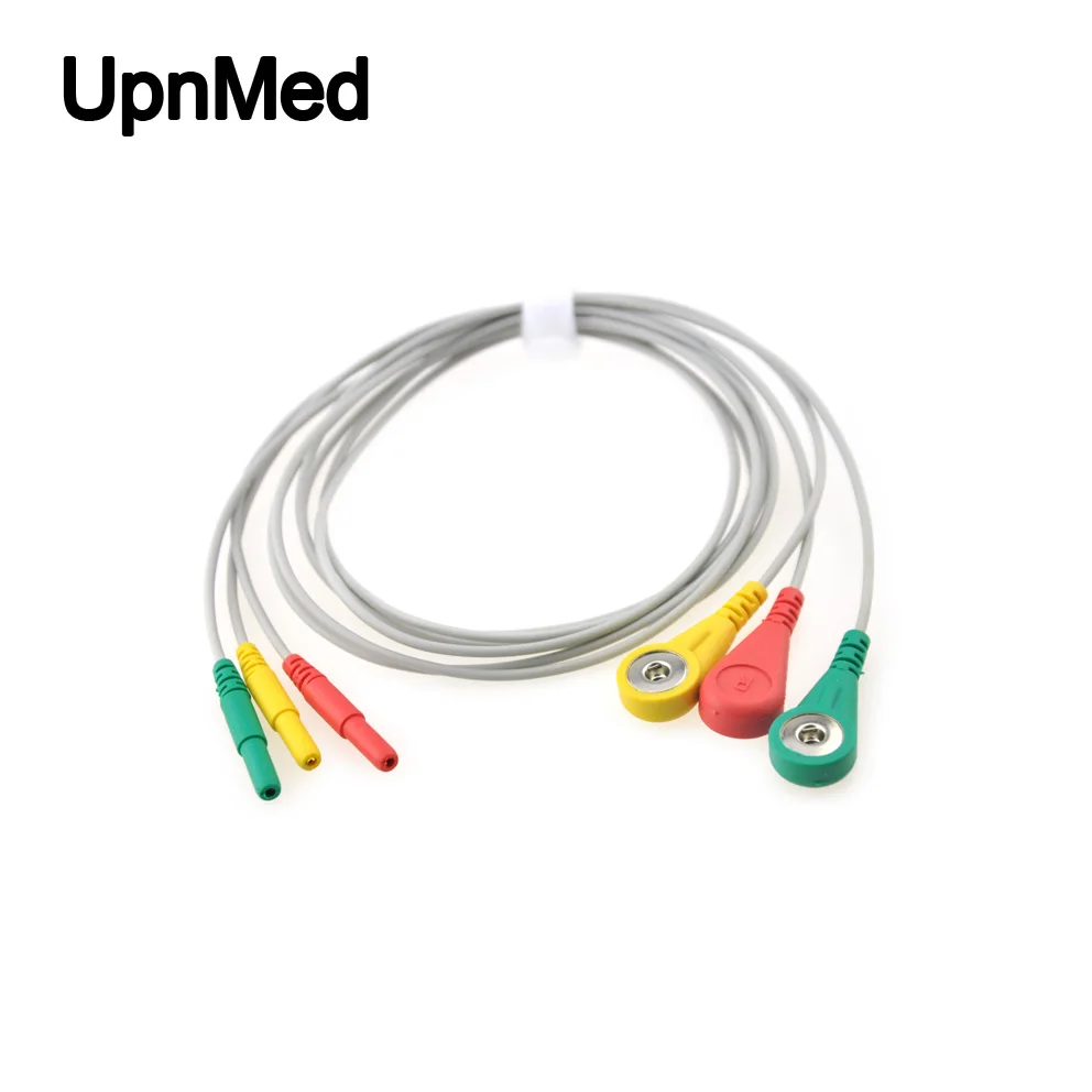 3 lead Din snap ecg ekg eeg Cable patient