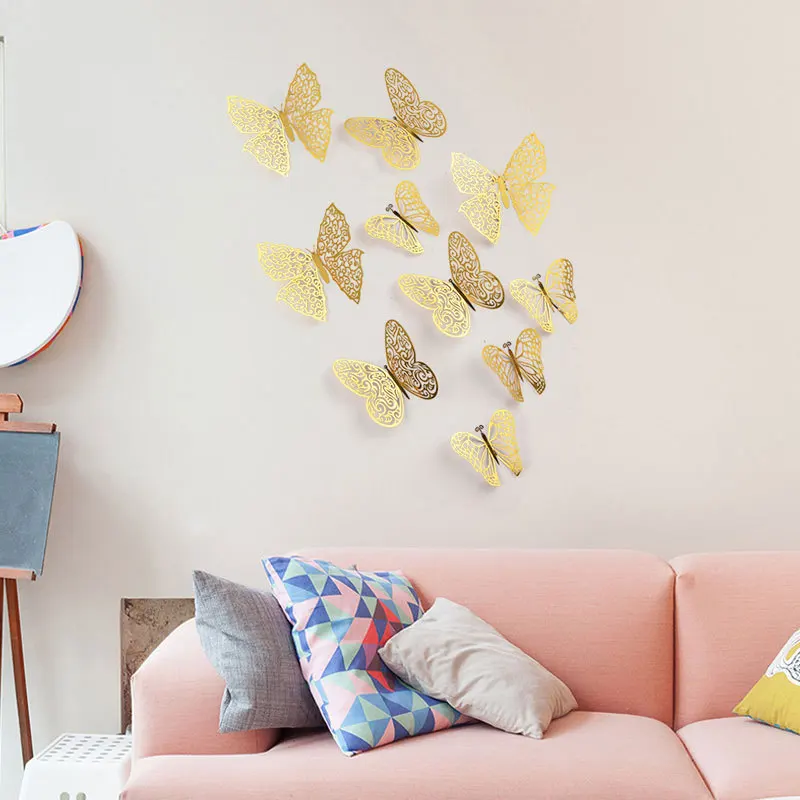 3d Butterfly Stickers Art Diy Pvc Removable Decors Decorations Decals Cartoon Flowers Butterflies Wall Sticker