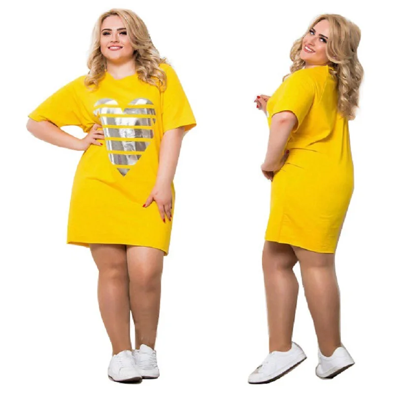 2022 new loose large size printed dress round neck European and American 6xl fat woman T-shirt skirt female