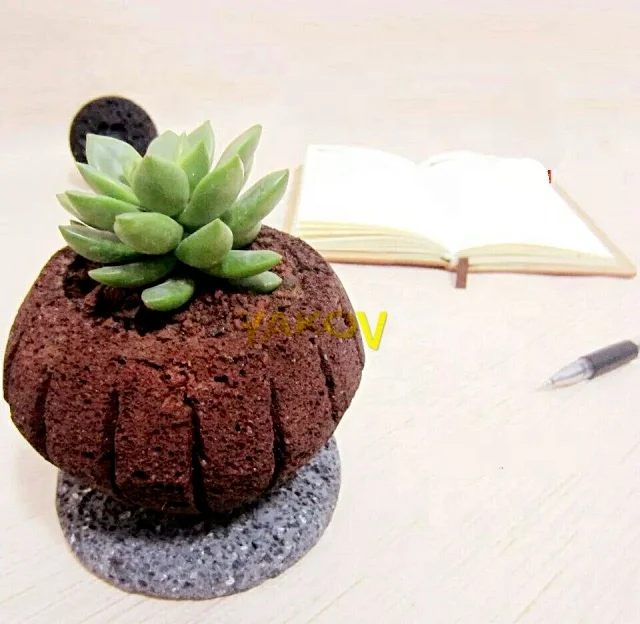 small irregular shape red lava stone bonsai pot flowerpot