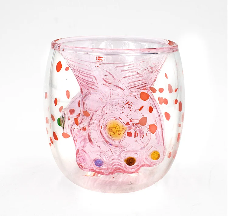 Animation high borosilicate double glass, double wall glass cup viewing cup, gift cup