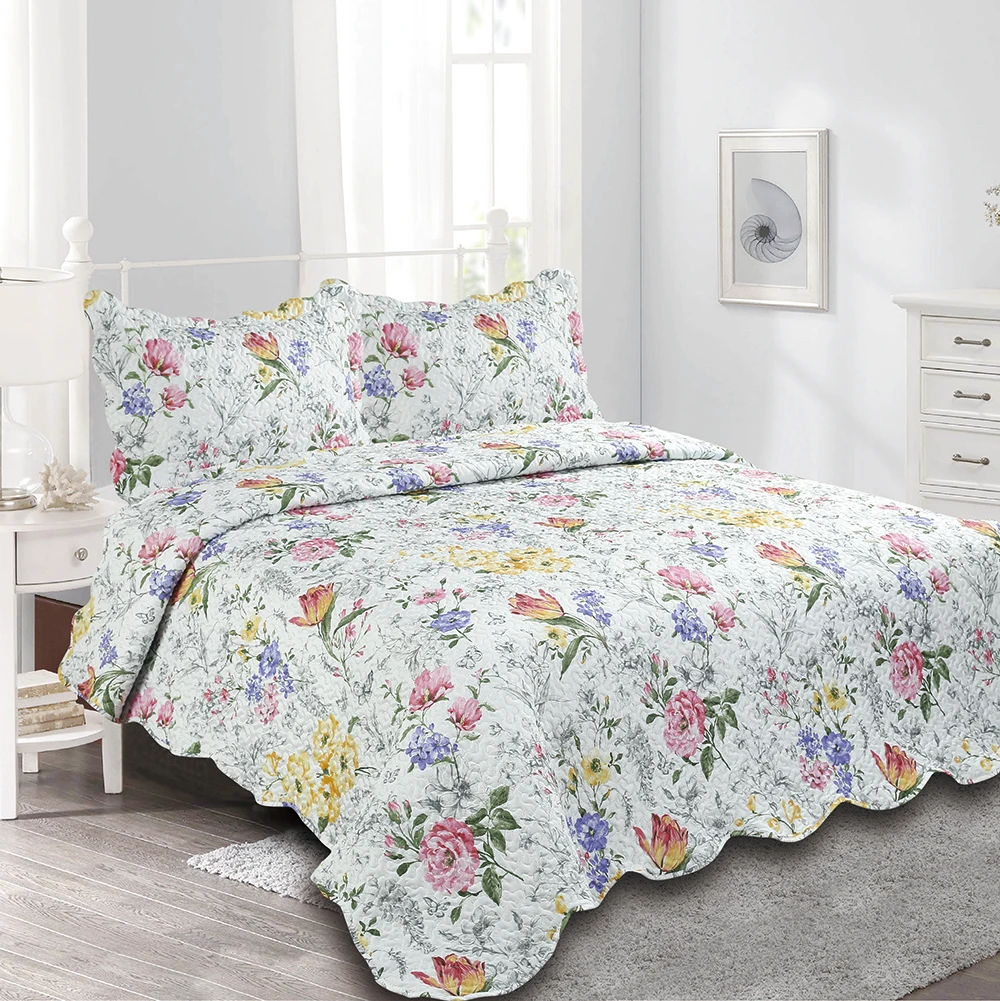Home textiles vintage floral bedspreads set luxury printed customize coverlets quilt