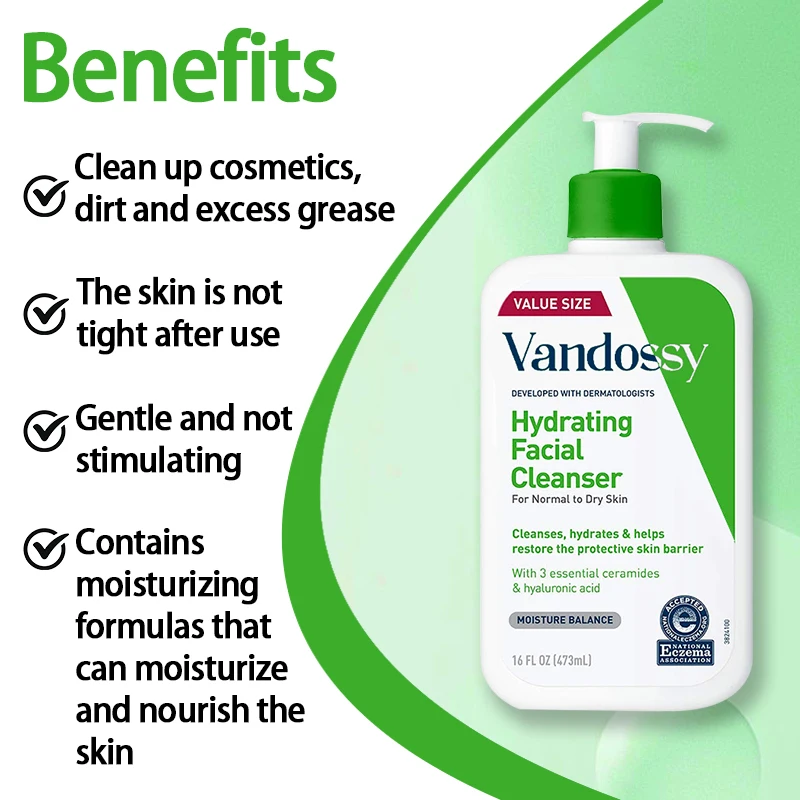 Private Label Hydrating Facial Cleanser Hyaluronic Acid Ceramide Glycerin Hydrating Cleanser For Normal To Dry Skin