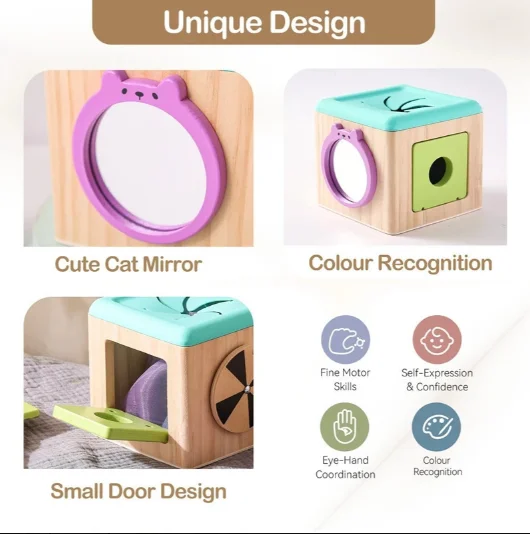 Montessori Toys Wooden Magic Tissue Box 0-3Years Baby Finger Exercise Busy Cube Sensory Toys Kid Educational Activity Game Gifts