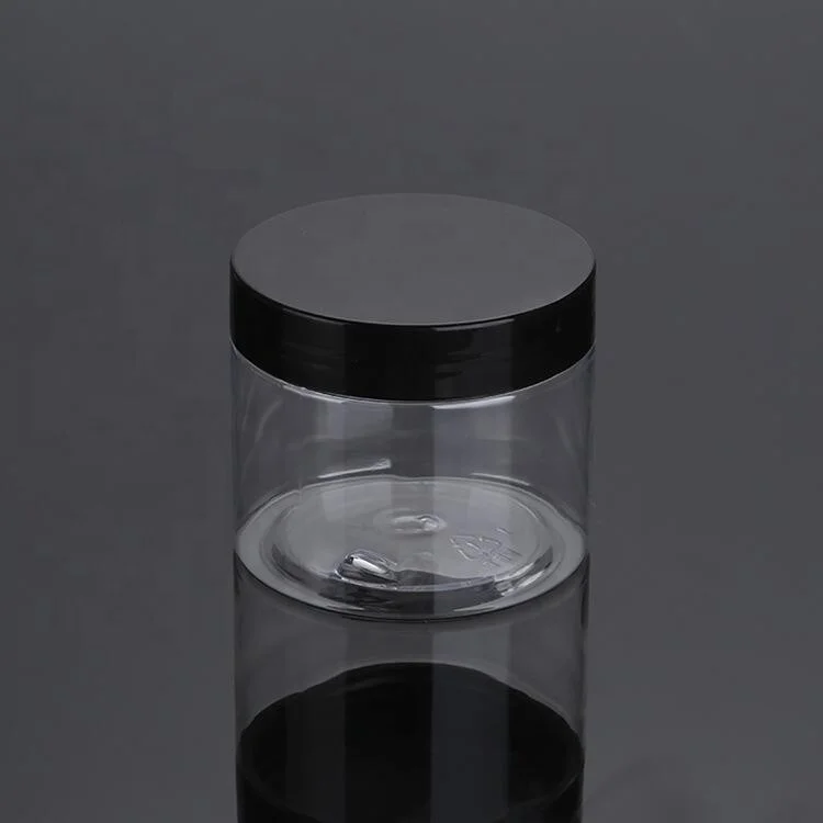 30ml 50ml 100ml 120ml 150ml 200ml 250ml cosmetic packaging clear amber black pet plastic cream jar with plastic lid