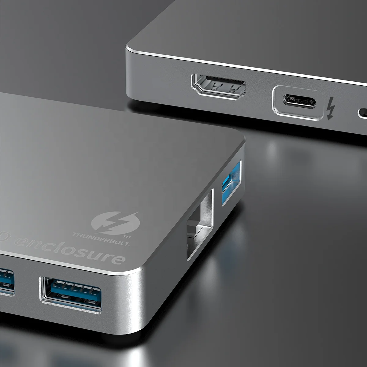 OEM ODM Support 9 In 1 Multi Port H D M I TF/SD Card 40Gpbs Dual Thunderbolt 3 Adapter NVMe SSD Enclosure Docking HUB OTB-01