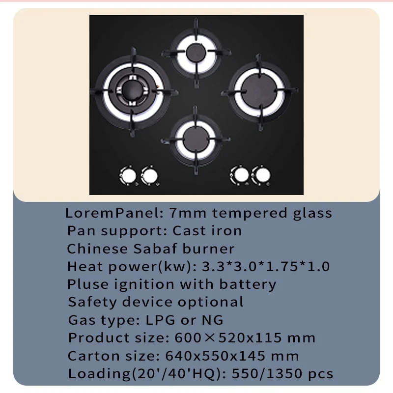 Cooking electric ignition China Hot Selling Tempered Glass Gas Hob Good Quality 5 Sabaf burner Smart Cooktops Built in Gas Stove