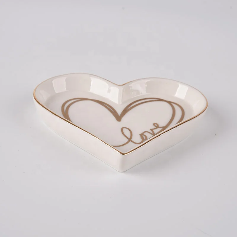 Exquisite Ceramic Heart-Shaped Ring Dish Holder for Jewelry and Trinkets - Ideal for Home Decor, Weddings, and Birthdays