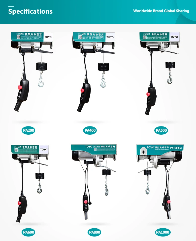 Italy Cheap Crane Portable Small Wire Rope 100Kg 300Kg 500Kg Mini Electric HoistHigh Quality