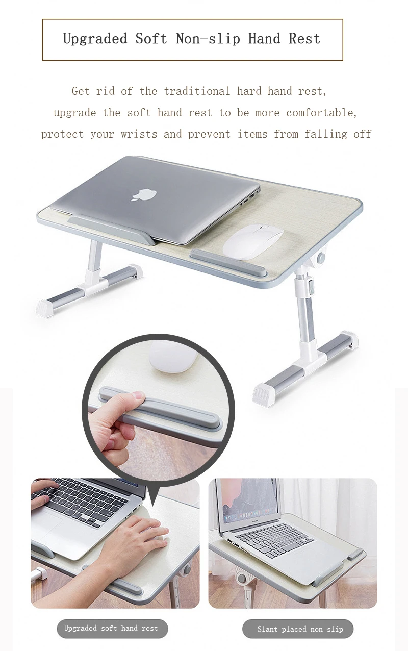 MDF Wooden Folding Laptop Table Laptop Table Adjustable Laptop Bed Desk Mini Office Desk