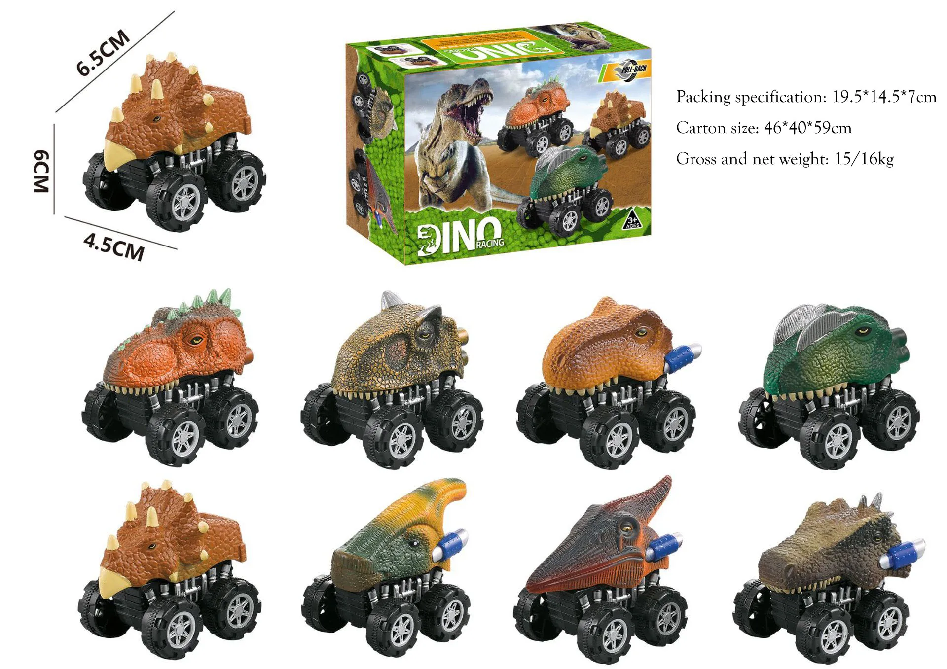Kids Mini Dinosaur Toys Pull Back Cars