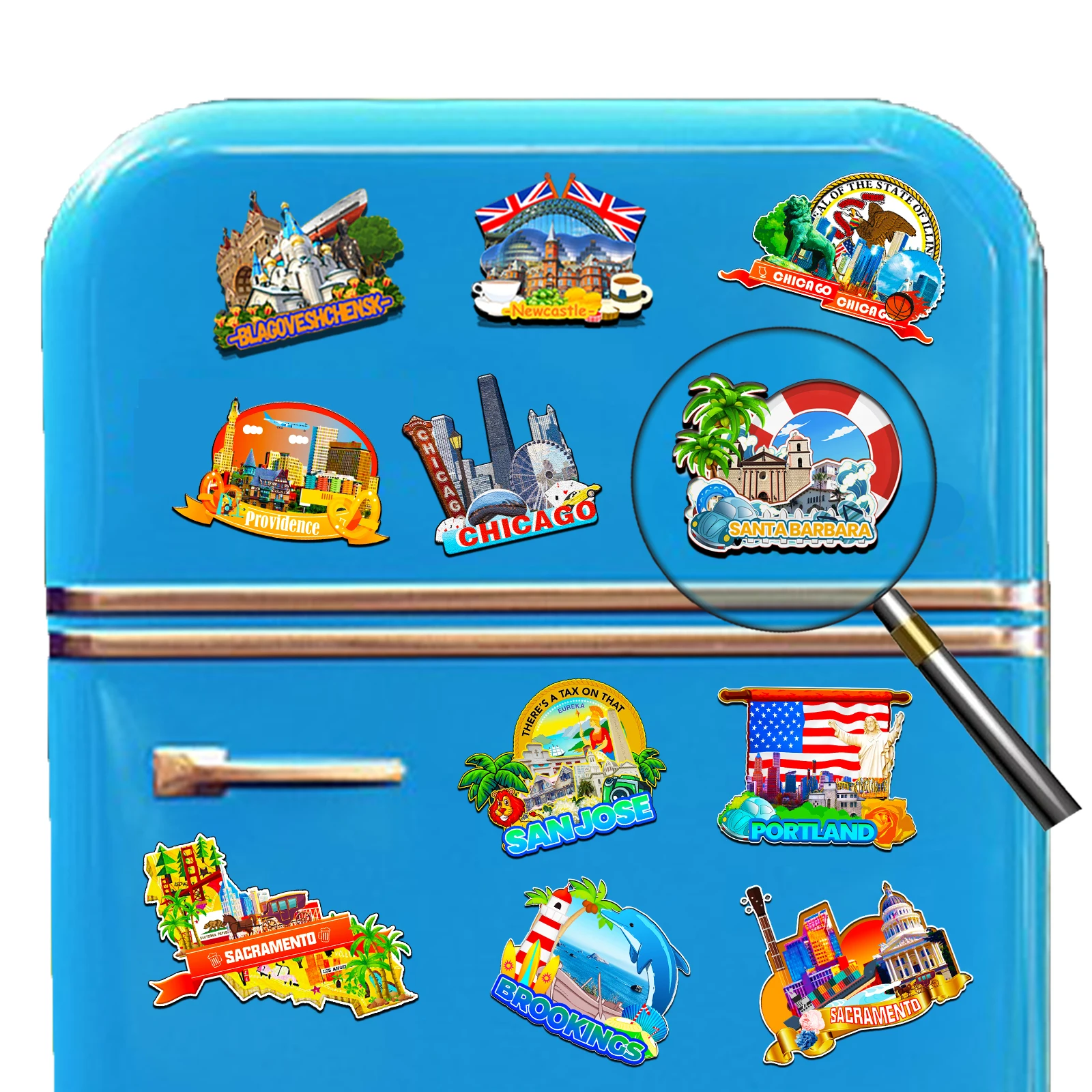 Refrigerator Magnet Santa Barbara California USA Fridge Magnet City Travel Souvenirs Gifts 3D Classic Home Crafts