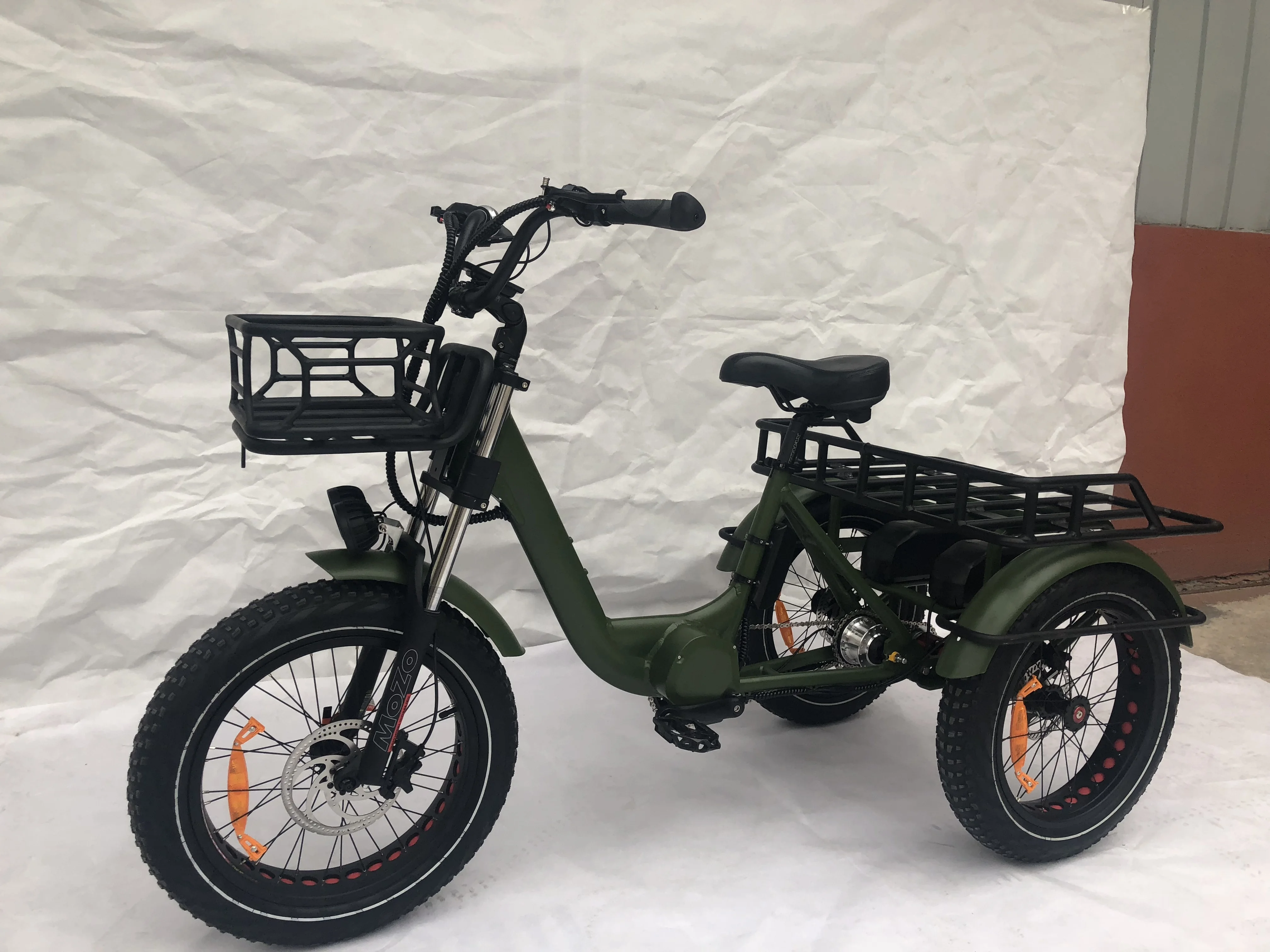 Good Quality 20inch 1000w Electric Fat Tyre Cargo Tricycle 500w Adult Mid Double Battery Electric Bike