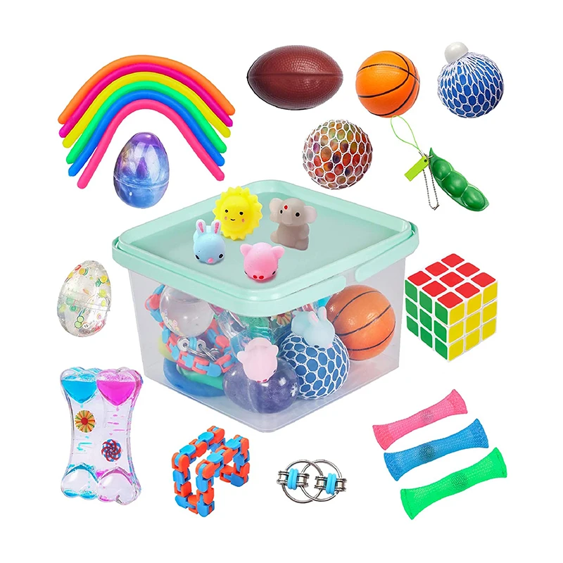 24 Pack Bundle Sensory Fidget Toys Set  for Adults Flippy Chain Cube for Autistic Kids ADHD Stress Relief and Anti-Anxiety Toys