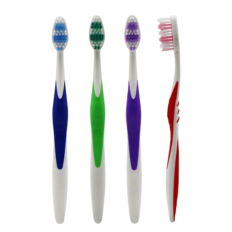 Wholesale Custom Logo Soft Bristle Non-slip Rubber Handle Plastic Adult Toothbrush