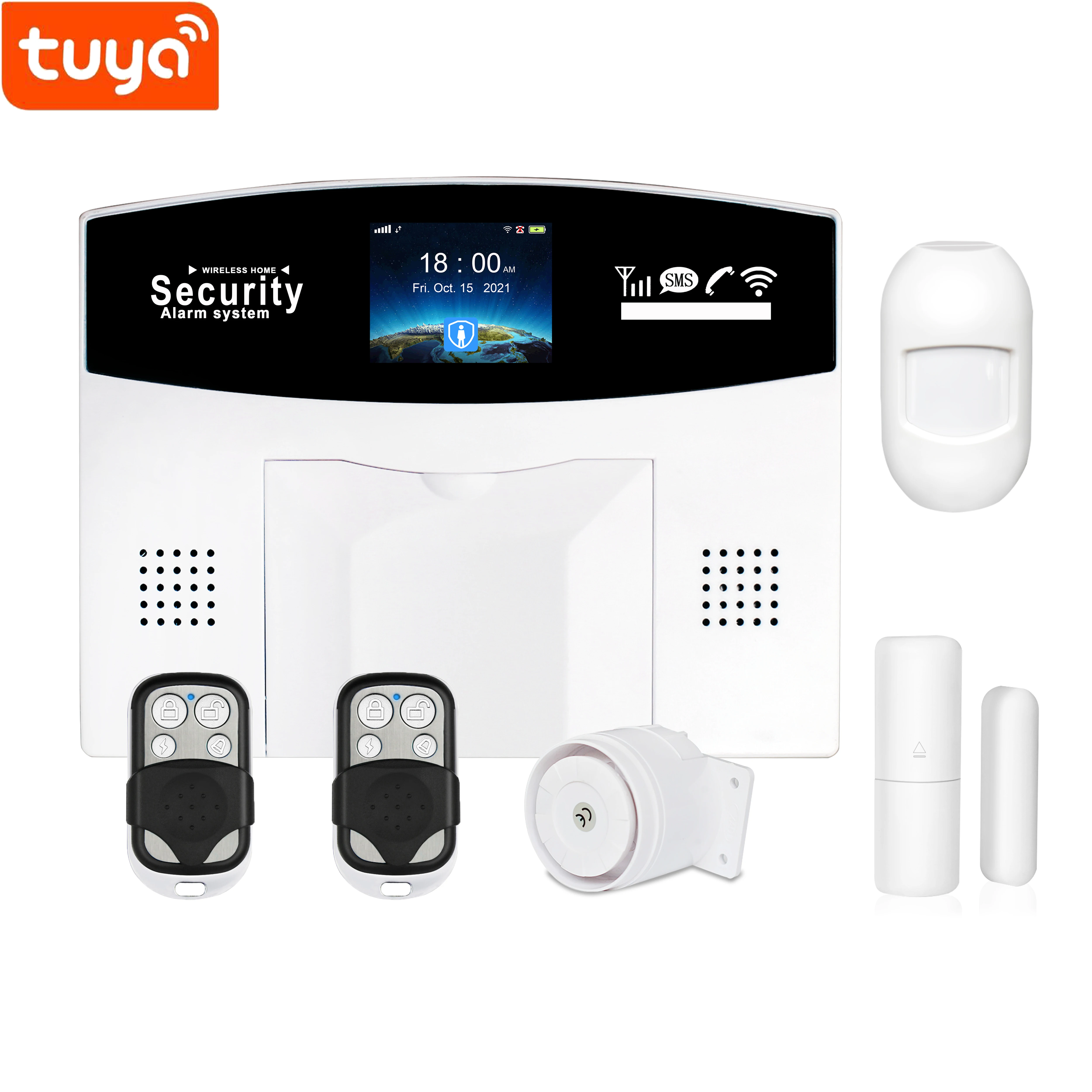 Painel de Alarme com Fios WIFI+GSM Tuya Smart Home Alarm System TFT WIFI+GSM