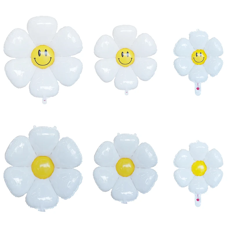 TF New Arrival 20 Inch Cartoon Smile Daisy Flowers Ballons Globos Estrella Helium Mini Foil Elf Balloon