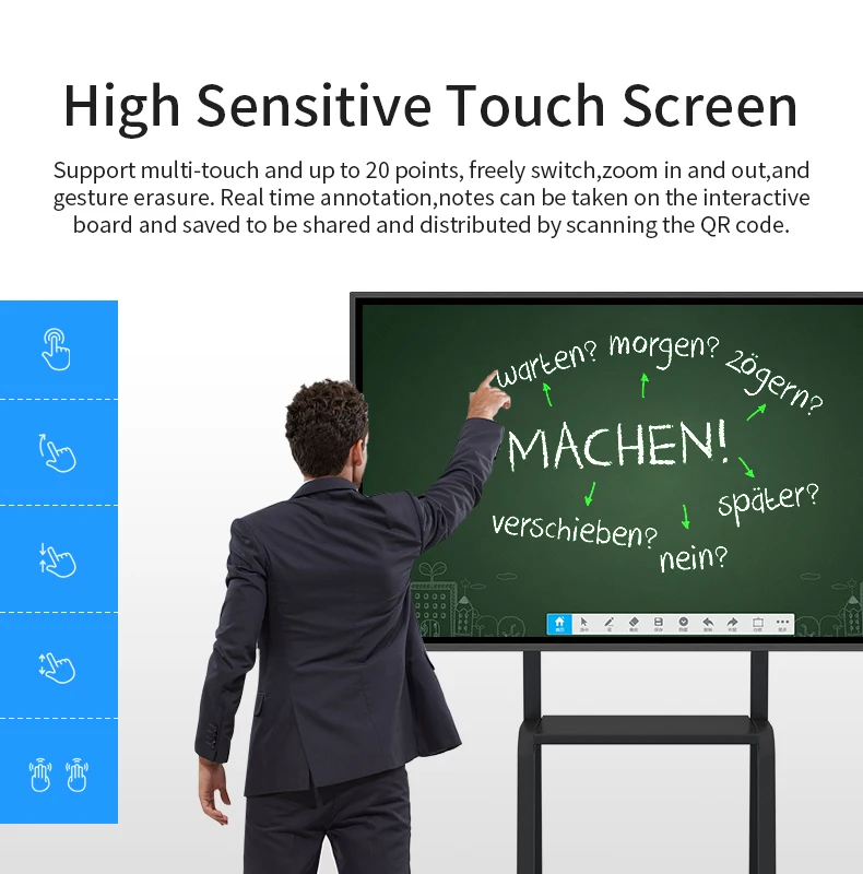 Interactive panel 110 inch for meeting 4K display 20 points touch screen smart interactive board IFPD flat panel