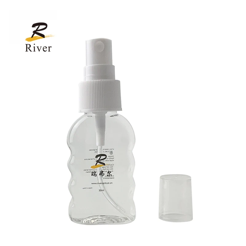 River Low Price 30ml Irregularity PET Clear Bottle Cleaner Eyeglasses Cleaning Liquid Lens Clean Spray