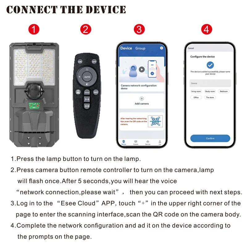 300W 500W Solar Camera Light Outdoor 5MP HD WiFi Waterproof Security Detection Night Vision Street Garden Garage LED Lamp