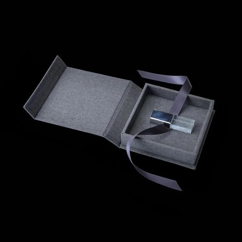wedding linen cloth magnet USB flash drive gift box with ribbon