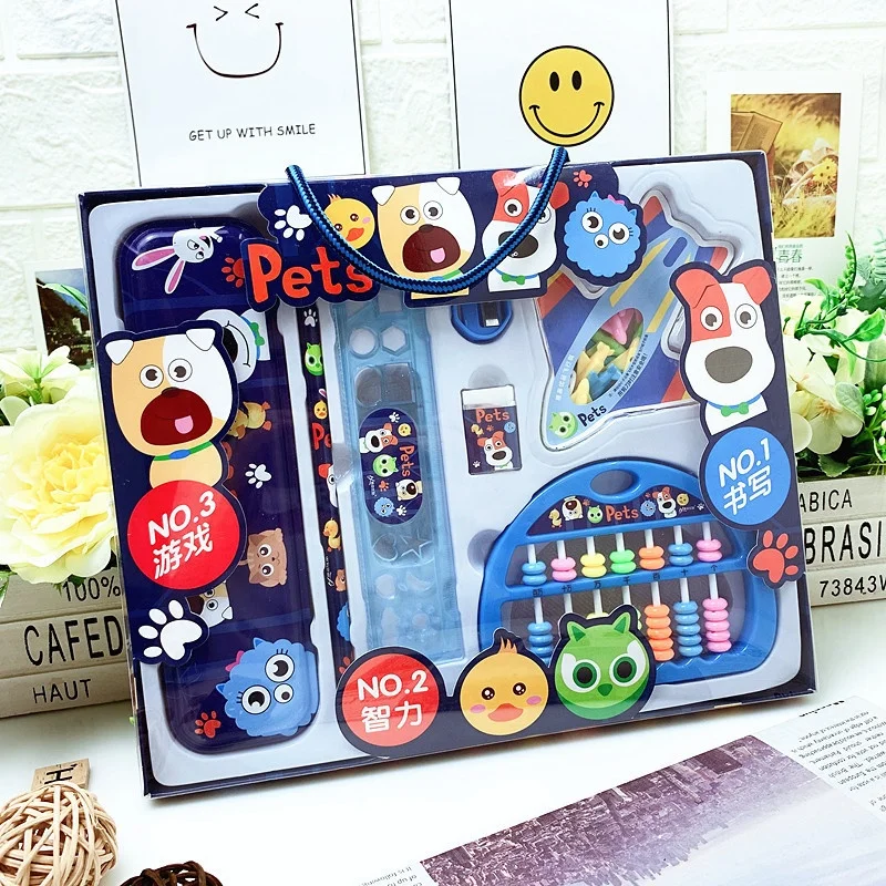 Hot Sale Popular Stationery For School Students Gift Sets Luxury Paper Box Cartoon Good Quality Stationery Sets