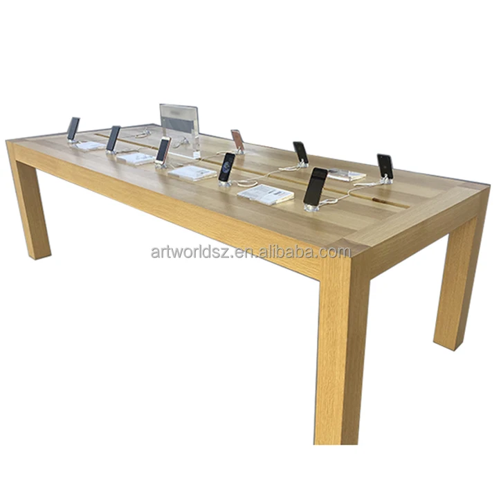 Modern Computer Display Showcase Design Electrical Shop Fittings Manufacture Display Table Wood Retail Cellphone Display Table