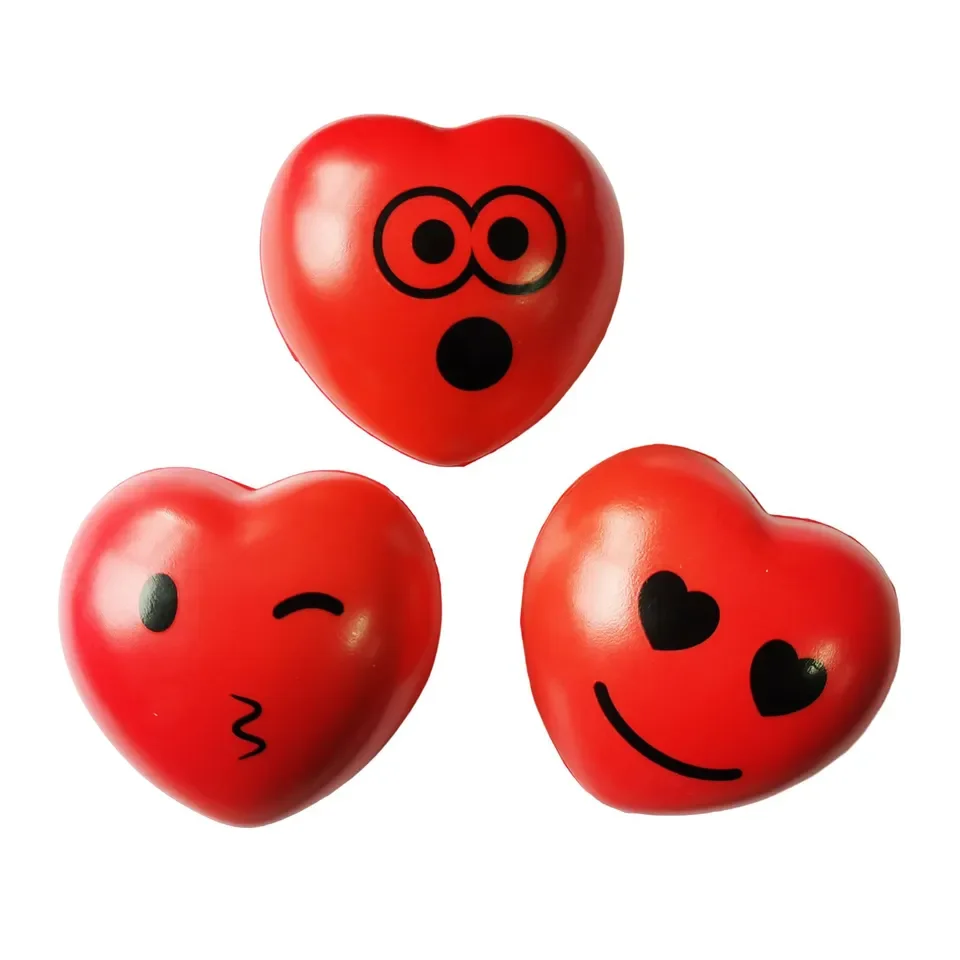 Custom Logo Printing PU Foam Stress Ball Heart Shape Anti Stress Foam Ball Stress Reliever Balls for Business Gifts