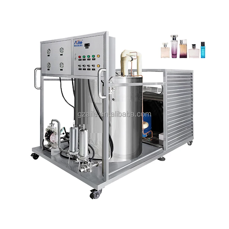 Aile Company perfume freezing equipment pneumatic controlled with a chiller and a cooling mixing storage tank