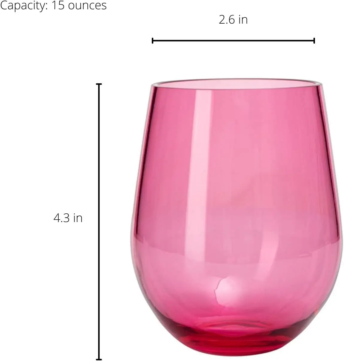 Glass Wine Glasses 15 OZ  Colored Wine Glasses Stemless Colorful Wine Glasses