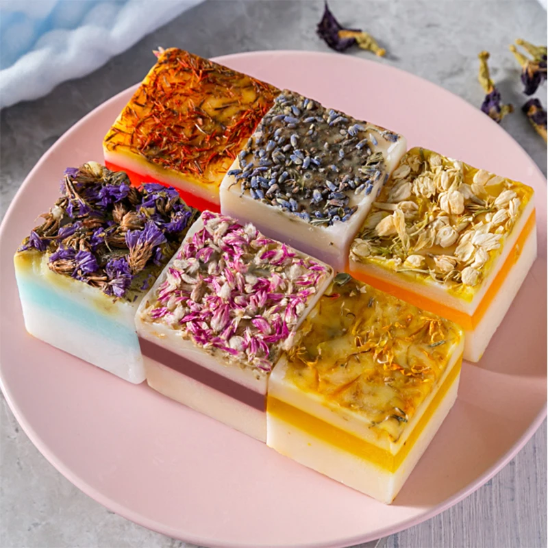 Skin Whitening  Organic Soap Natural Lavender Rose Bath Dry Flower Soap Mixed Handmade Soap