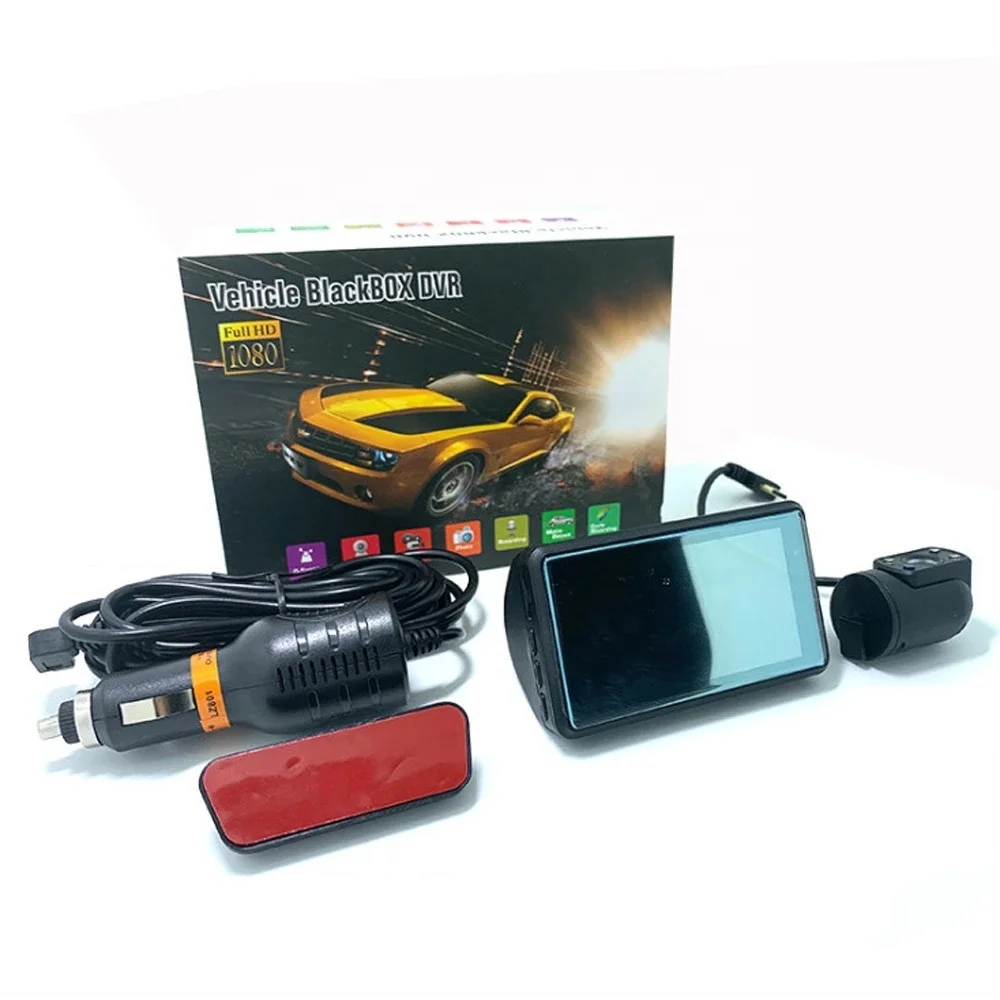 Yikoo HD Night Car Dvr Dash Cam 3.0 Inch Video Recorder Auto Camera 2 Lens With Rear View Dashcam