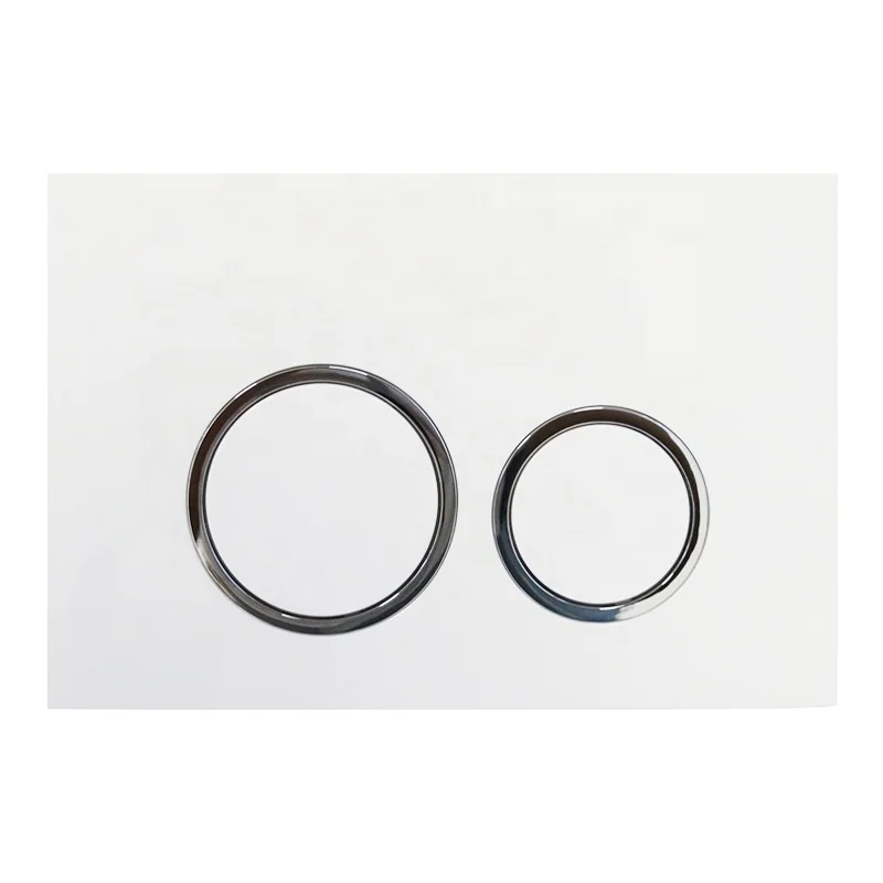 ABS Dual Square Buttons F5170 White Flush Plate with Chrome Trims for Toilets Concealed Cistern Push Panel Fits RT Tank