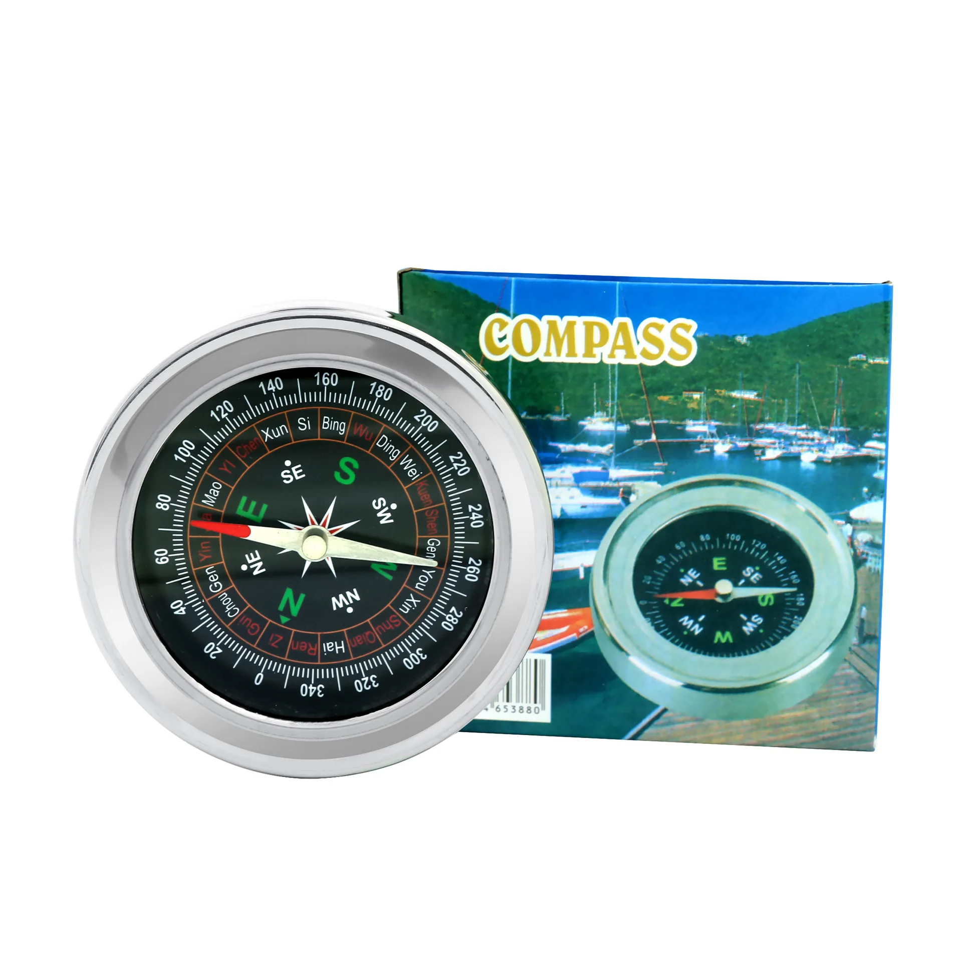 75mm Stainless Steel Compass with Digital Dial Display Pocket-Mounted Outdoor Guide for Hiking Sports Camping Other Activities