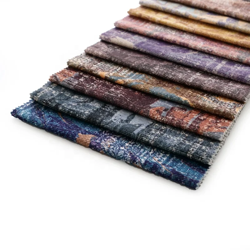 Printed velvet sofa upholstery fabric