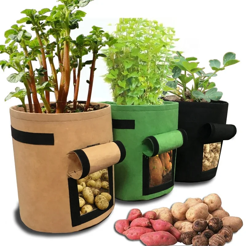 4 Gallon 7 Gallon and 10 Gallon Potato Grow Bags Planter Pot with  Harvest Window for Potato Tomato and Vegetables