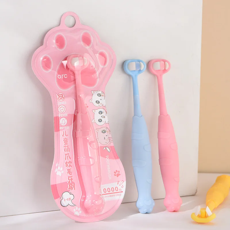 New Product 3D Soft Bristle Toothbrush Teeth Training Brush Kids Brush Three Sided Manual Toothbrush